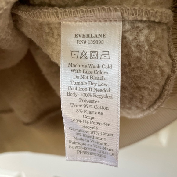 Everlane ReNew Cozy Fleece Beige Crew Neck Sweatshirt Womens Large - Picture 4 of 5